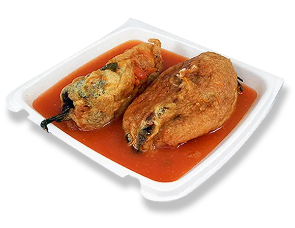 a tray with chiles rellenos.