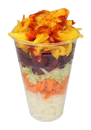 a cup of shredded fruit.